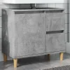 zmh Armoire d'évier gris béton 65x33x60 cm bois d'ingénierie