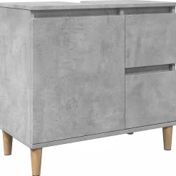 zmh Armoire d'évier gris béton 65x33x60 cm bois d'ingénierie
