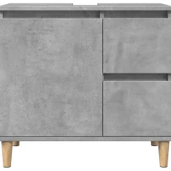 zmh Armoire d'évier gris béton 65x33x60 cm bois d'ingénierie