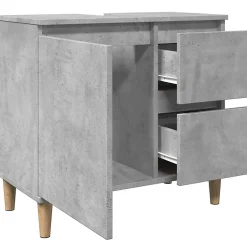 zmh Armoire d'évier gris béton 65x33x60 cm bois d'ingénierie