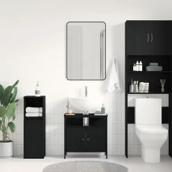 zmh Armoire lavabo de salle de bain chêne noir 60x30x60 cm* Meuble Wc