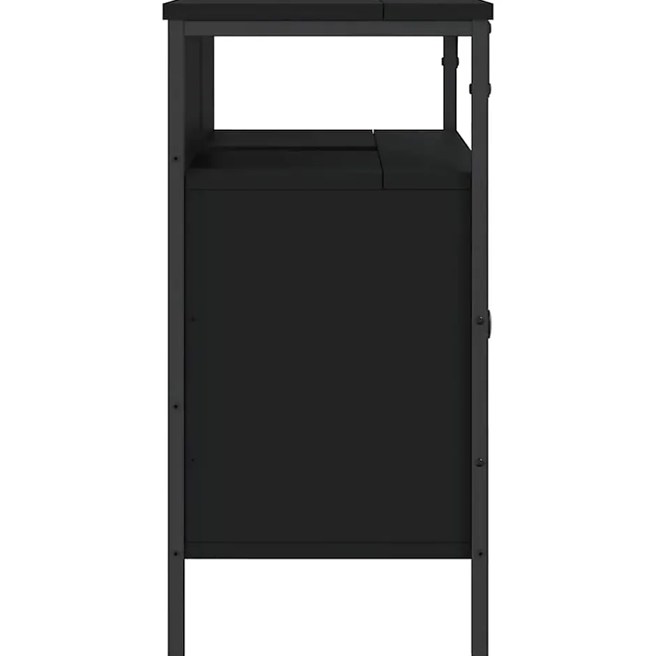 zmh Armoire lavabo de salle de bain noir 80x30x60 cm