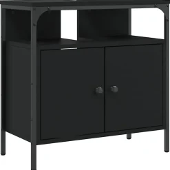 zmh Armoire lavabo de salle de bain noir 60x30x60 cm* Meuble Wc
