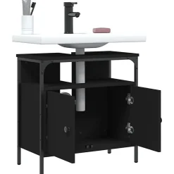 zmh Armoire lavabo de salle de bain noir 60x30x60 cm* Meuble Wc
