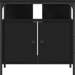 zmh Armoire lavabo de salle de bain noir 60x30x60 cm* Meuble Wc