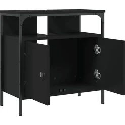 zmh Armoire lavabo de salle de bain noir 60x30x60 cm* Meuble Wc
