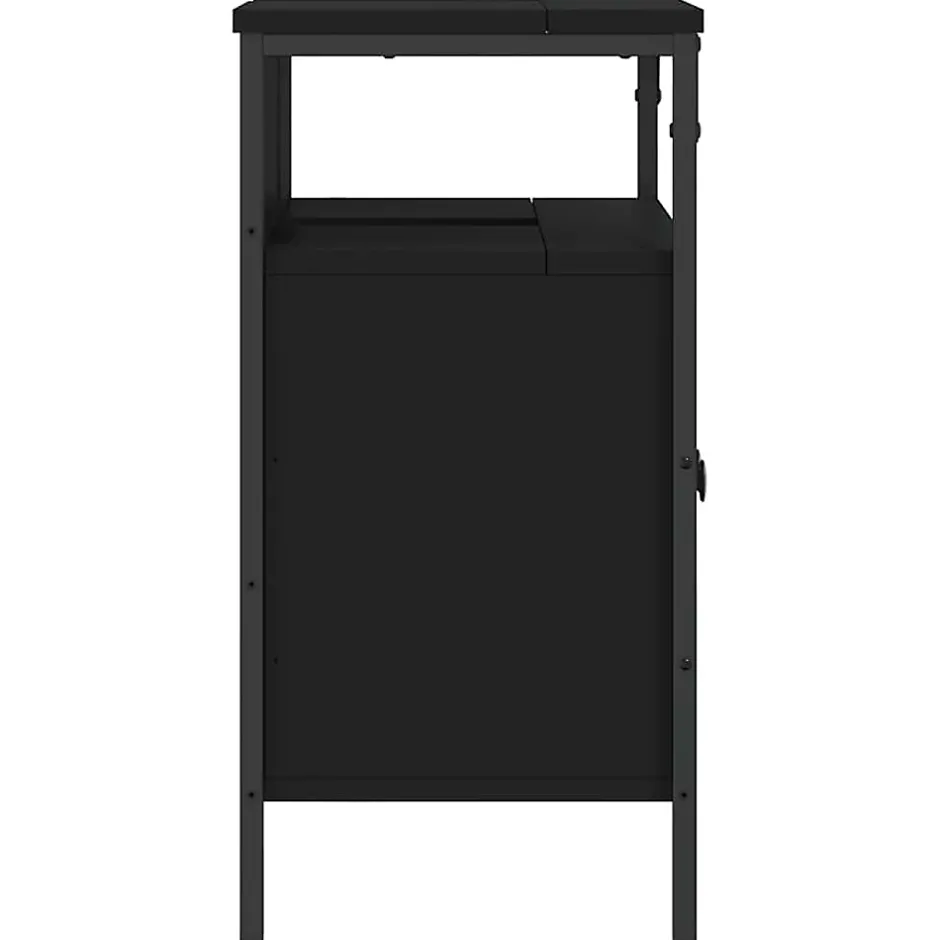 zmh Armoire lavabo de salle de bain noir 60x30x60 cm* Meuble Wc