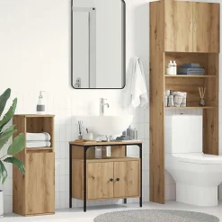 zmh Armoire lavabo de salle de bain chêne artisanal 60x30x60 cm