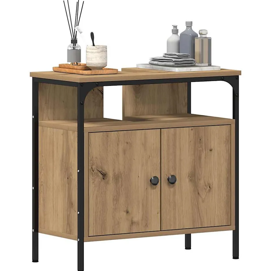 zmh Armoire lavabo de salle de bain chêne artisanal 60x30x60 cm
