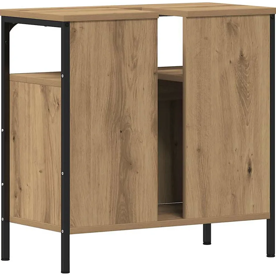zmh Armoire lavabo de salle de bain chêne artisanal 60x30x60 cm