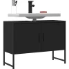 zmh Armoire lavabo de salle de bain noir 80x33x60cm bois ingénierie