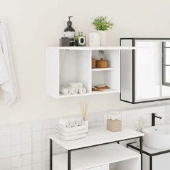 zmh Armoire murale de bain blanc 60x25x40 cm bois d'ingénierie* Meuble Wc
