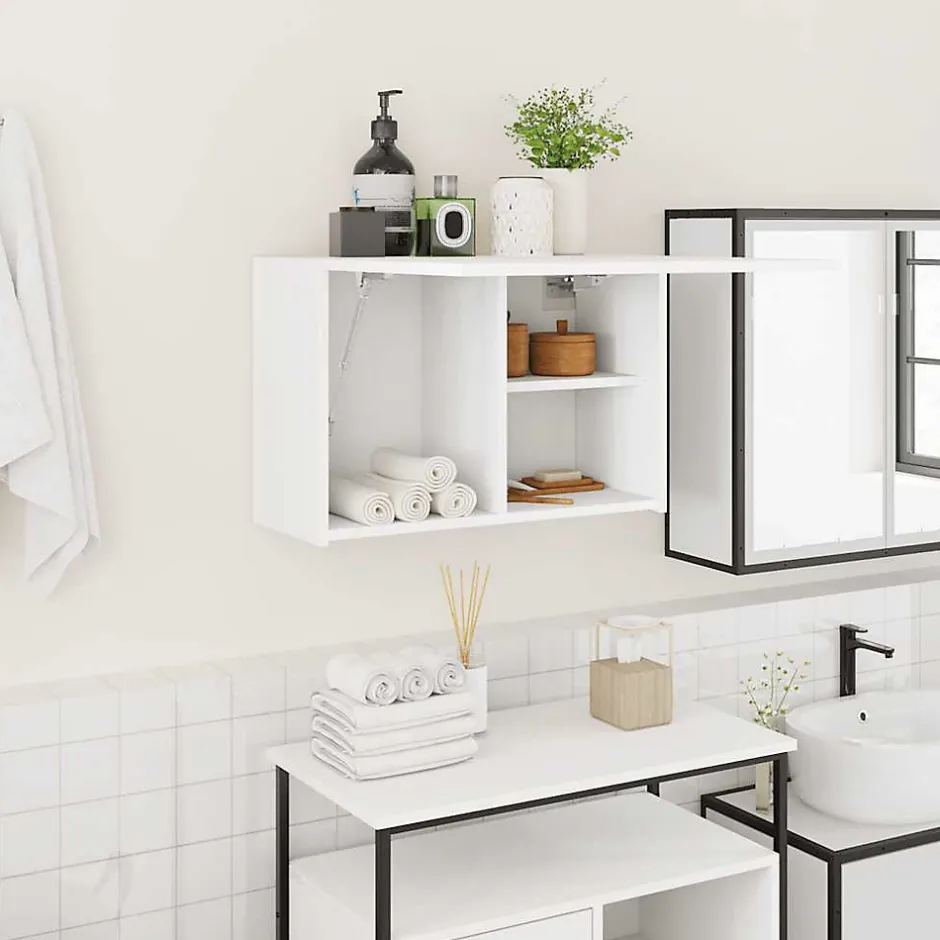 zmh Armoire murale de bain blanc 60x25x40 cm bois d'ingénierie* Meuble Wc