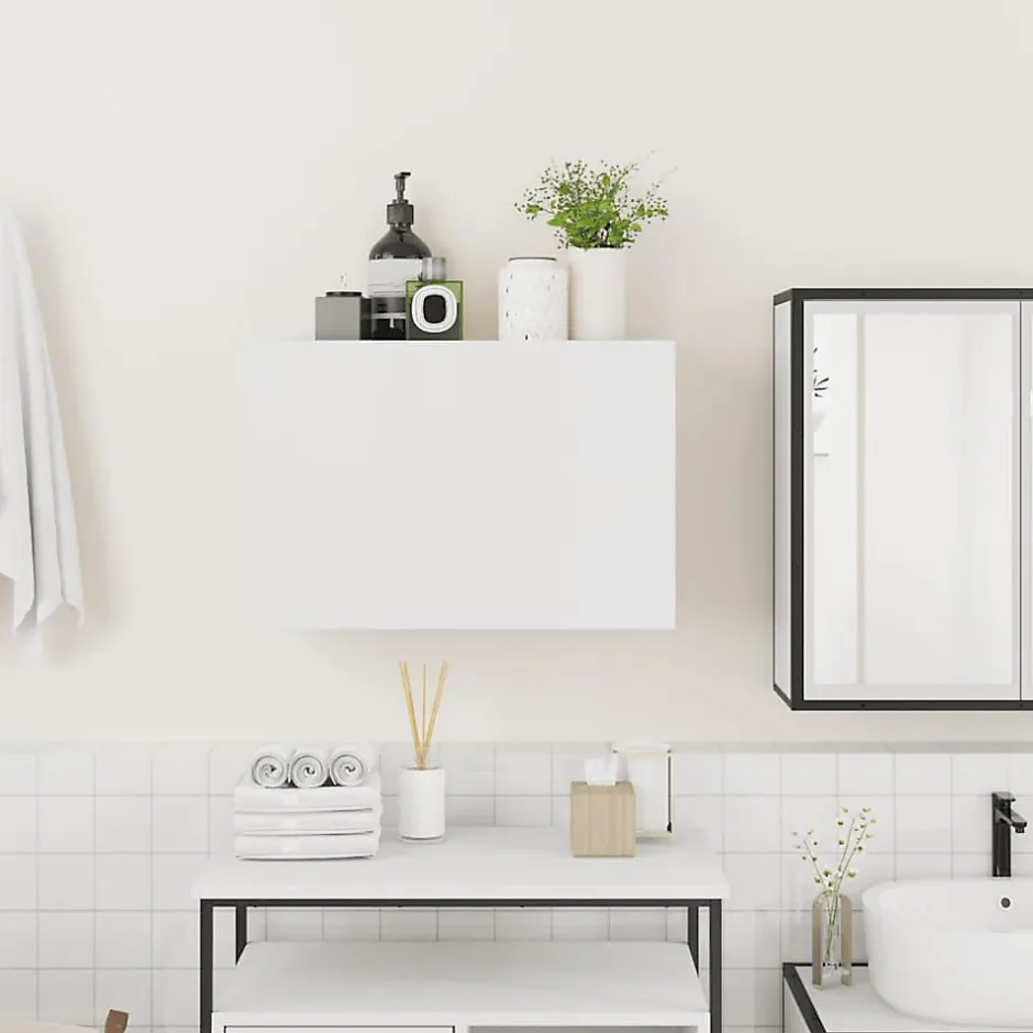 zmh Armoire murale de bain blanc 60x25x40 cm bois d'ingénierie* Meuble Wc
