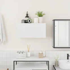 zmh Armoire murale de bain blanc 60x25x30 cm bois d'ingénierie* Meuble Wc
