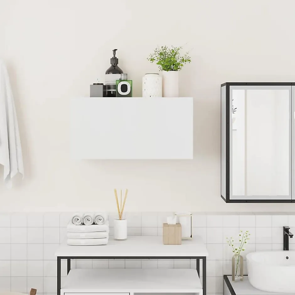 zmh Armoire murale de bain blanc 60x25x30 cm bois d'ingénierie* Meuble Wc