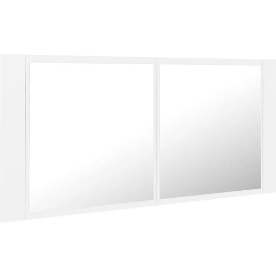 zmh Armoire salle de bain à miroir LED Blanc 100x12x45 cm Acrylique* Meuble Wc