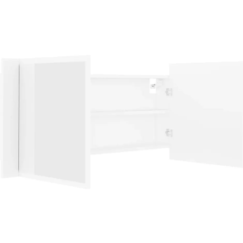zmh Armoire salle de bain à miroir LED Blanc 100x12x45 cm Acrylique* Meuble Wc