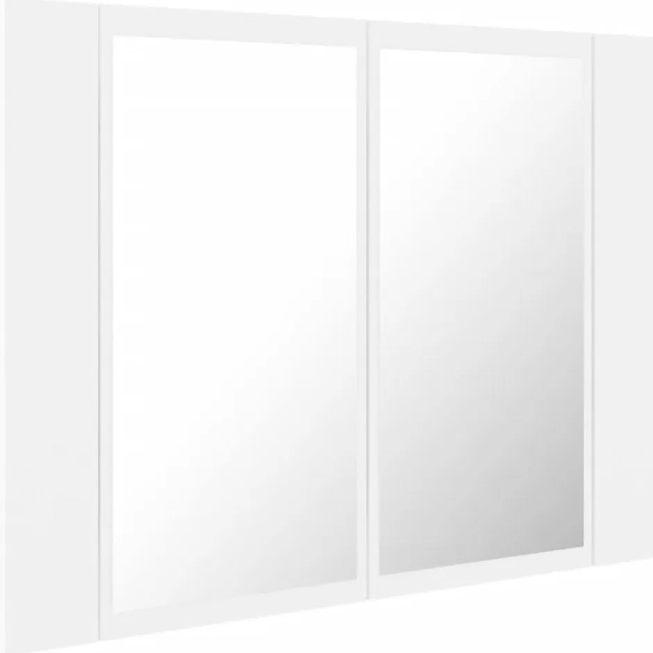 zmh Armoire salle de bain à miroir LED Blanc 60x12x45 cm Acrylique