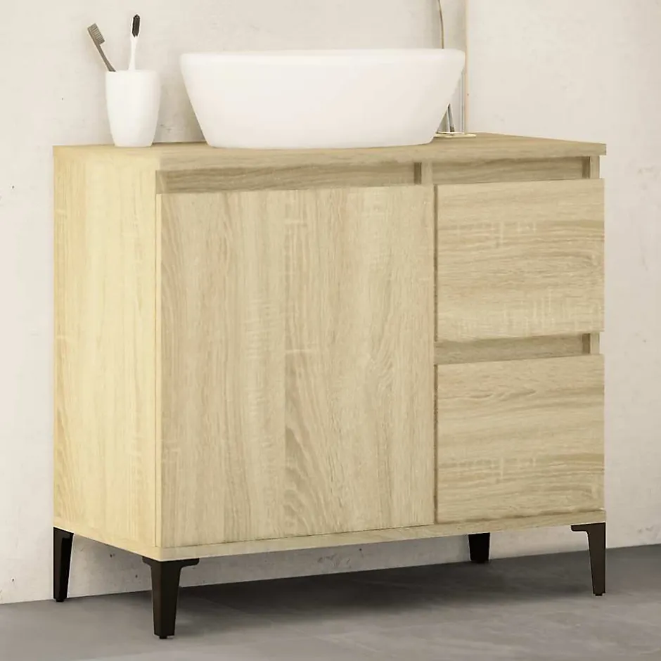 zmh Armoire salle de bain chêne sonoma 65x33x60 cm