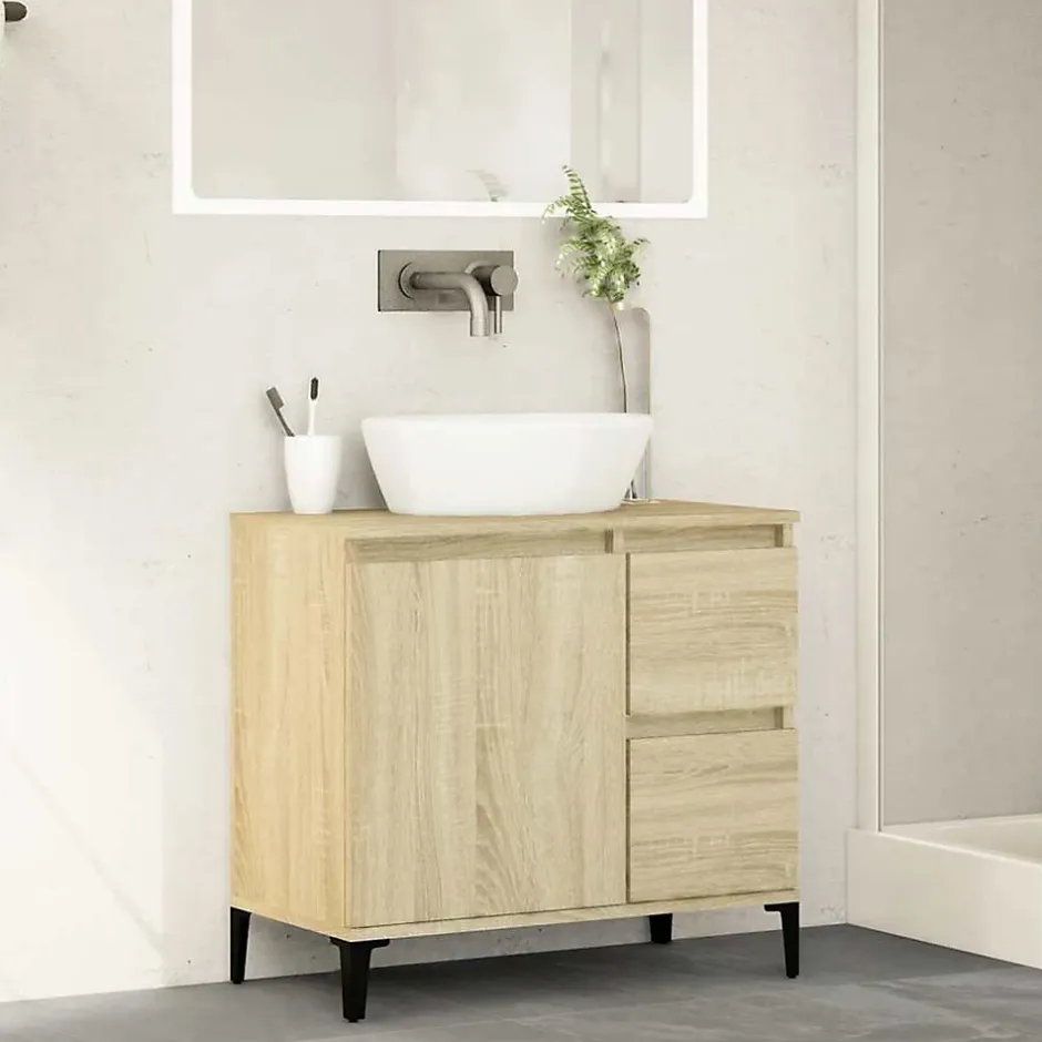zmh Armoire salle de bain chêne sonoma 65x33x60 cm