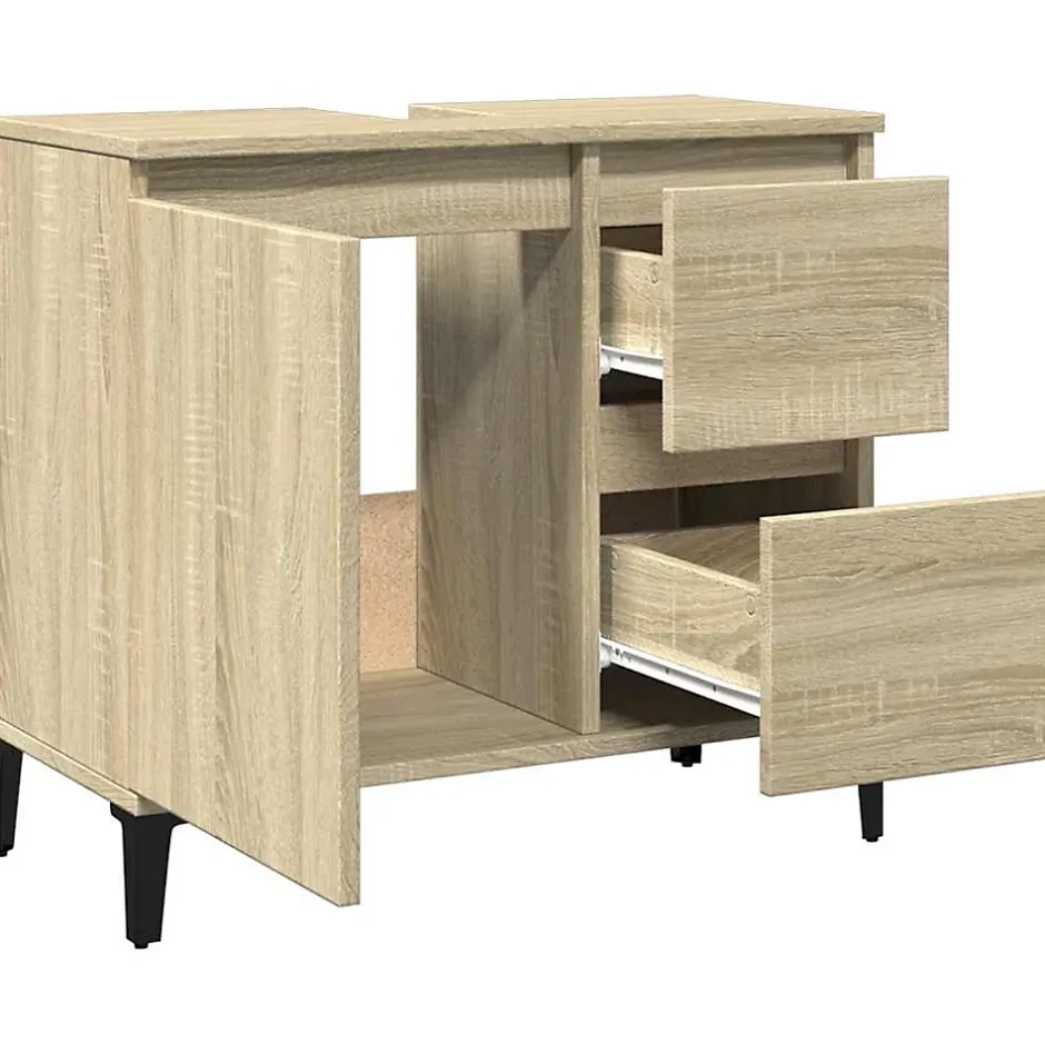 zmh Armoire salle de bain chêne sonoma 65x33x60 cm