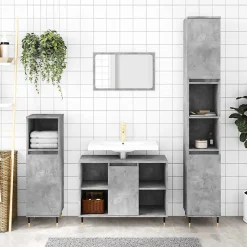 zmh Armoire salle de bain gris béton 80x33x60cm bois d'ingénierie* Meuble Wc