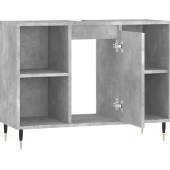 zmh Armoire salle de bain gris béton 80x33x60cm bois d'ingénierie* Meuble Wc