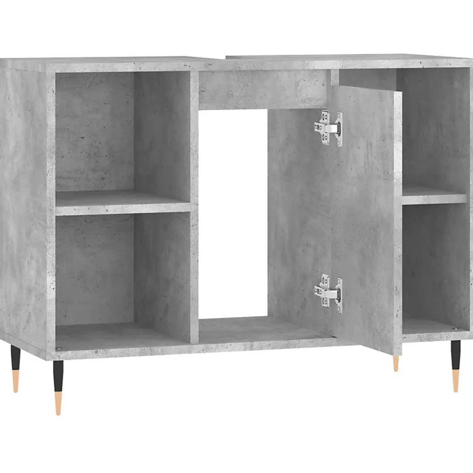 zmh Armoire salle de bain gris béton 80x33x60cm bois d'ingénierie* Meuble Wc