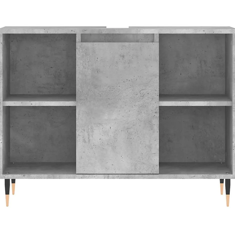 zmh Armoire salle de bain gris béton 80x33x60cm bois d'ingénierie* Meuble Wc