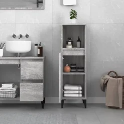 zmh Armoire salle de bain sonoma gris 30x30x100 cm