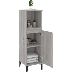 zmh Armoire salle de bain sonoma gris 30x30x100 cm