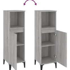 zmh Armoire salle de bain sonoma gris 30x30x100 cm