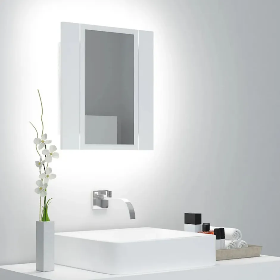zmh Armoire salle de bain à miroir LED Blanc 40x12x45 cm Acrylique* Meuble Wc