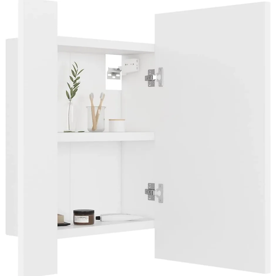 zmh Armoire salle de bain à miroir LED Blanc 40x12x45 cm Acrylique* Meuble Wc