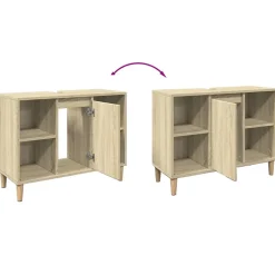zmh Armoire salle de bain chêne sonoma 80x33x60cm bois d'ingénierie
