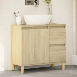 zmh Armoire salle de bain chêne sonoma 65x33x60 cm