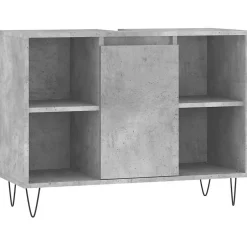 zmh Armoire salle de bain gris béton 80x33x60cm bois d'ingénierie