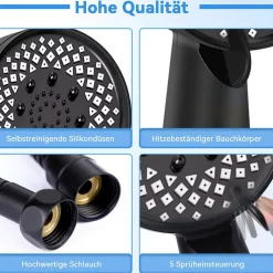 zmh Douchette à main noire à économie d'eau avec flexible de 1,5 m pour salle de bain