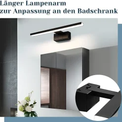 zmh Lampe Miroir LED Noire 30CM IP44 pour Salle de Bain - Éclairage Sûr et Élégant* Miroir Lumineux