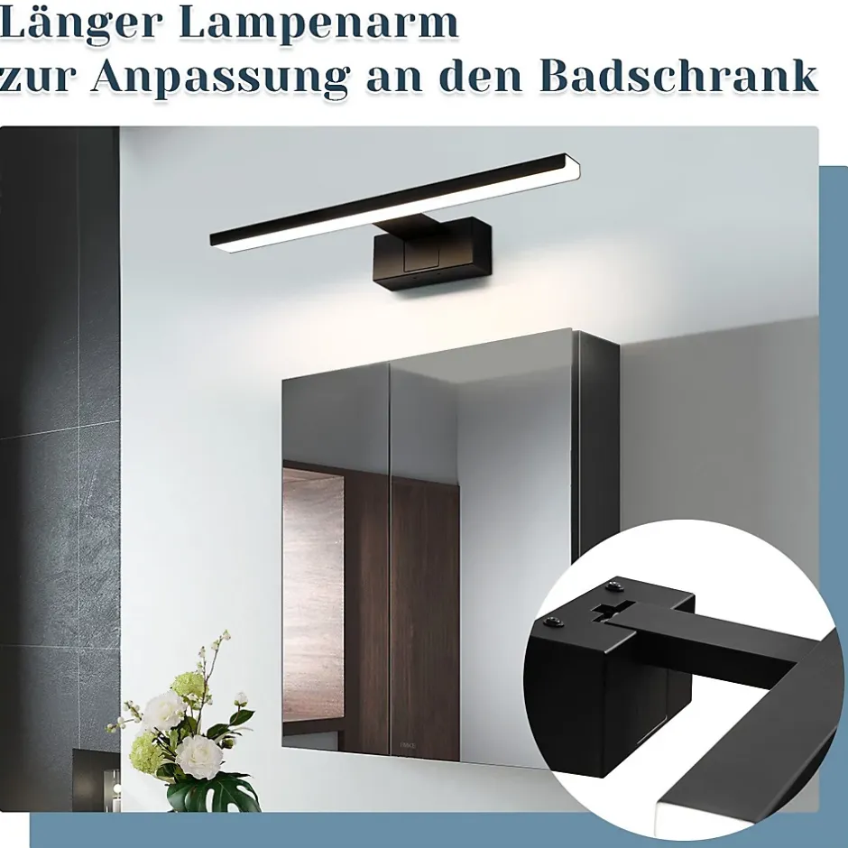 zmh Lampe Miroir LED Noire 30CM IP44 pour Salle de Bain - Éclairage Sûr et Élégant* Miroir Lumineux