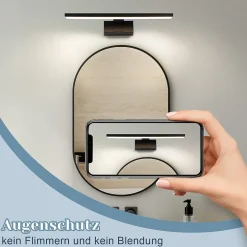 zmh Lampe Miroir LED Noire 30CM IP44 pour Salle de Bain - Éclairage Sûr et Élégant* Miroir Lumineux