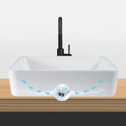 zmh Lavabo Carré Céramique à Poser, 40x30x13cm, Effet Lotus, Blanc