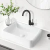 zmh Lavabo Carré Céramique à Poser, 48x37x13,5cm, Finition Nano Effet Lotus, Blanc