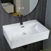 zmh Lavabo Carré En Céramique à Poser 60x42x15cm Blanc