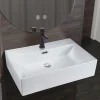 zmh Lavabo Carré En Céramique à Poser 51x42x15cm Blanc* Plan Simple Vasque