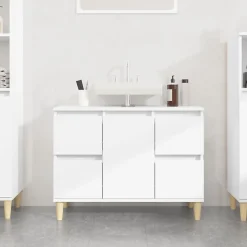 zmh Meuble d'évier blanc 80x33x60 cm bois d'ingénierie