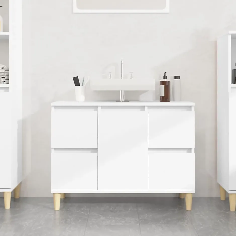 zmh Meuble d'évier blanc 80x33x60 cm bois d'ingénierie