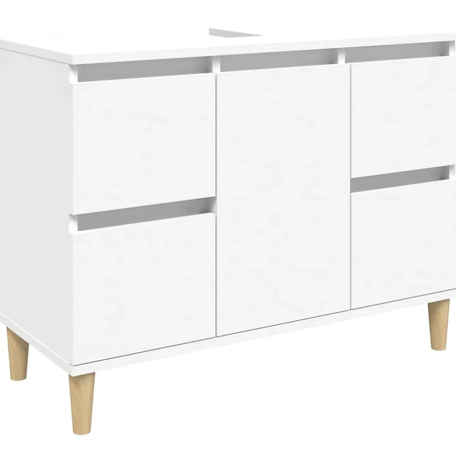 zmh Meuble d'évier blanc 80x33x60 cm bois d'ingénierie
