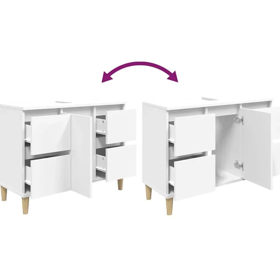 zmh Meuble d'évier blanc 80x33x60 cm bois d'ingénierie